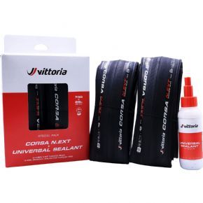 Vittoria Corsa N.EXT 700x28c TLR Twin Tyre Pack with Sealant 80ml - 